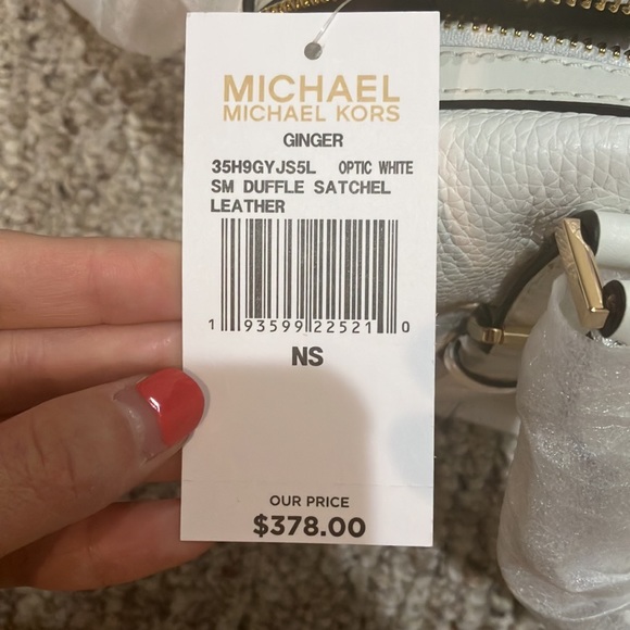 MICHAEL KORS SMALL DUFFLE SATCHEL CLASSIC GOLD LOGO 35H9GYJS5L optic white - Picture 13 of 17